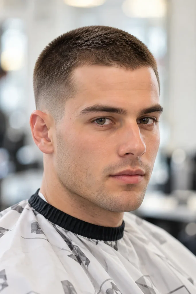 #2 burr cut for a big forehead and thinning hair