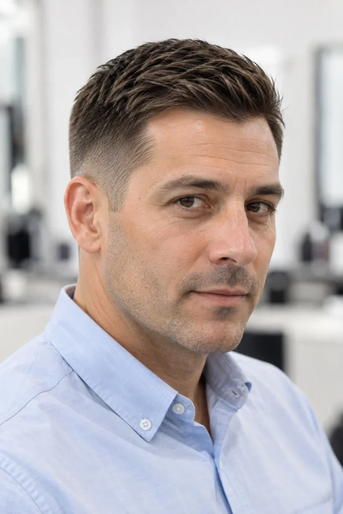 Man with a classic business short back and sides haircut