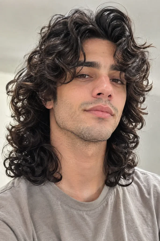 Black man with long layered curly coily hair