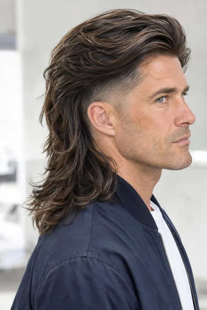 an with long layered hair and modern undercut