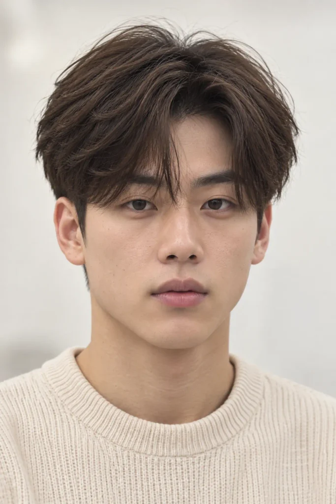 Korean two block haircut with medium length top