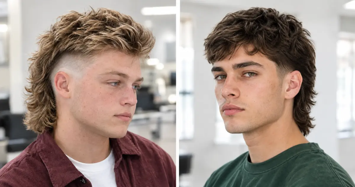 20 burst fade mullet haircuts for men featuring modern fades, textured tops, and stylish longer backs