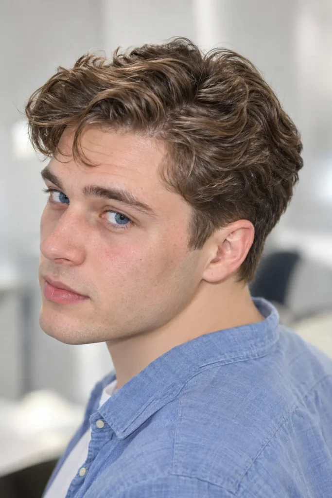 Business casual wavy hairstyle for men