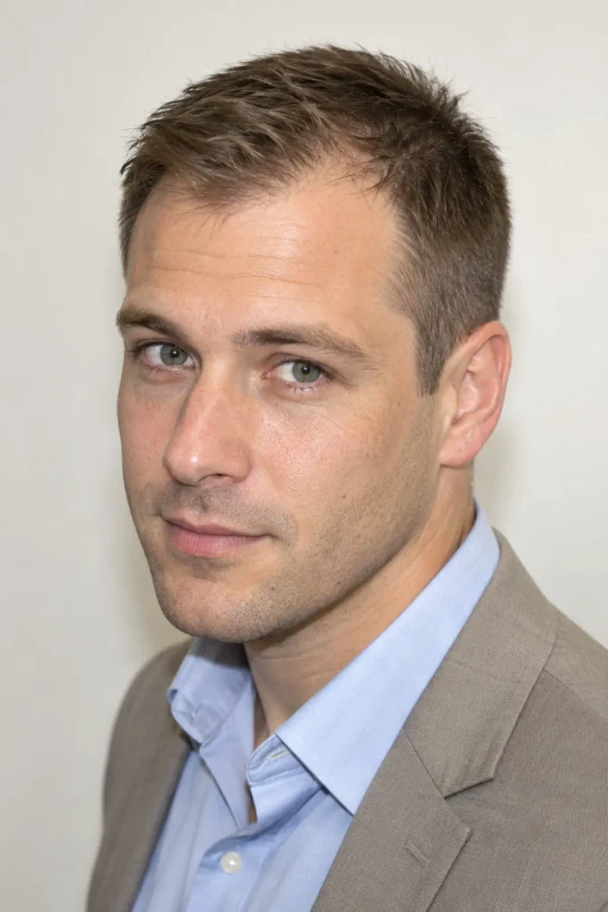 Short professional haircut for a receding hairline