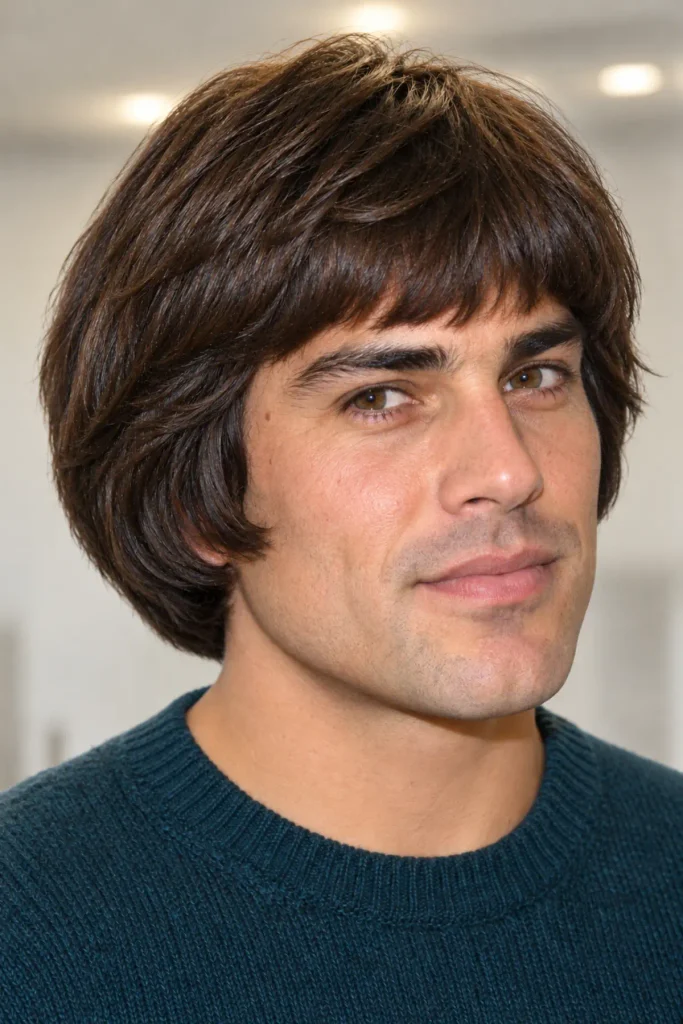 Pageboy haircut for men with thick hair and a rounded, layered shape