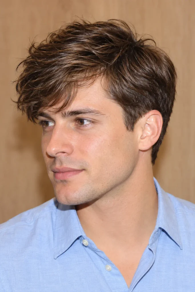 Side-swept fluffy fringe haircut for men