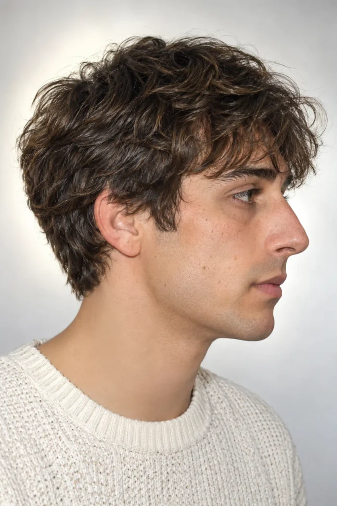 Soft scissor-cut fluffy fringe for men